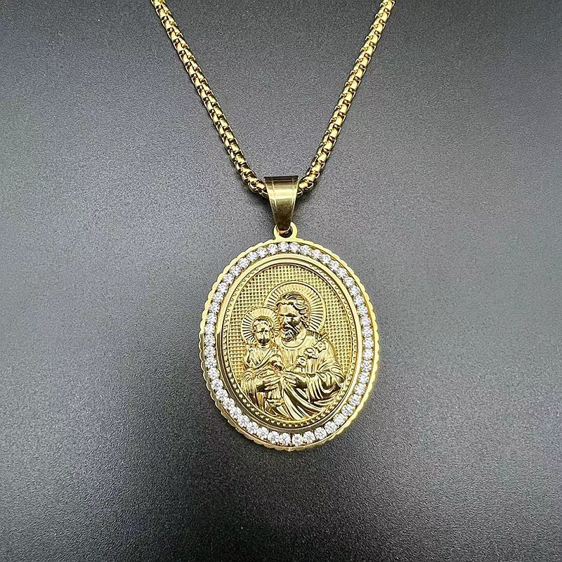 20g Weight Zircon Inlay Material Pendant Necklace Classification box chain Chain Type Hip-hop Geometric Stainless Steel Polishing Plating Inlay Zircon Gold Plated Men's Pendant Necklace
