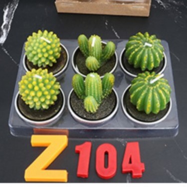 Fábrica al por mayor Shengkun suculenta cactus vela 6 piezas cumpleaños diseño artesanía vela en forma de flor vela