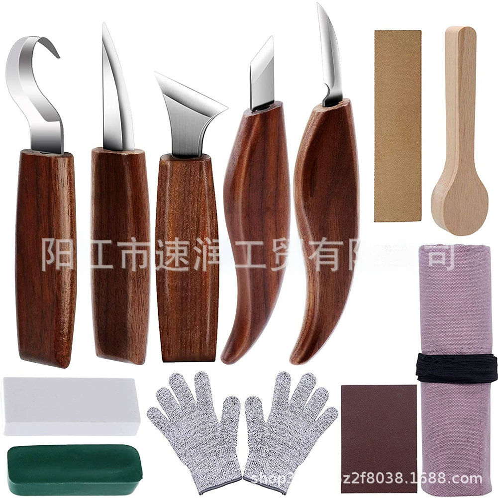 Кросс-бордерный walnut хром -хромированная сталь нож для резьбы, нож для резьбы по дереву, деревянный нож, ложечный нож, набор для резьбы по дереву