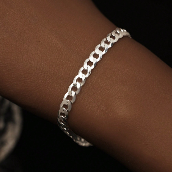 1Pcs925 Sterling Silver Solid Cuban Link Chain Heavy Men's Bracelet 1Pcs925 Sterling Silver Solid Cuban Link Chain Heavy Men's Bracelet