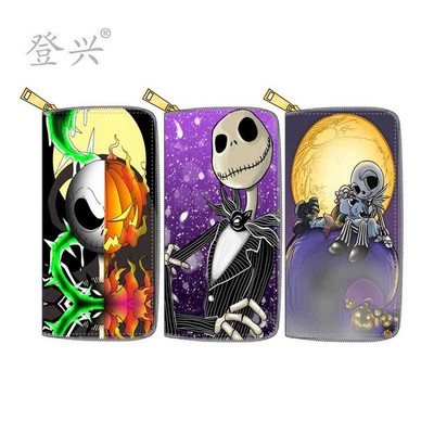 新款骷髅头PU长款拉链钱包 1541动漫杰克钱夹印花来图D制源头厂家|ms