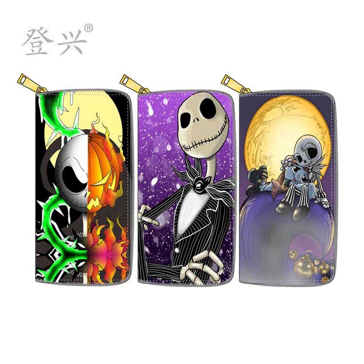 新款骷髅头PU长款拉链钱包 1541动漫杰克钱夹印花来图D制源头厂家|ms