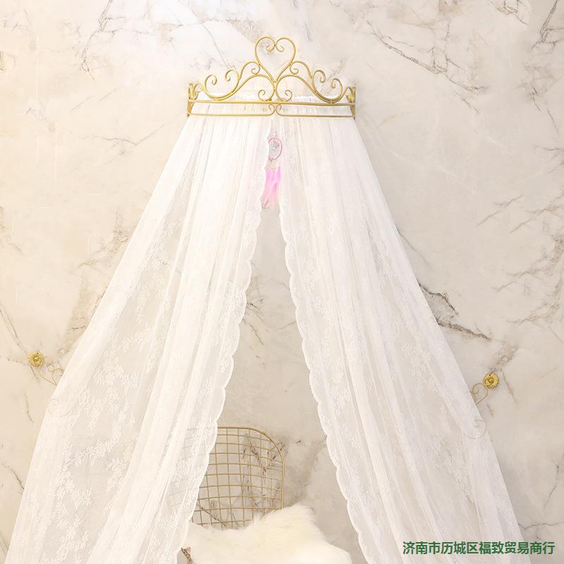 Princess Crown Bed Curtain Lace Bedside Curtain Gauze Ceiling Dome Mosquito Net Palace Korean Wedding Decoration