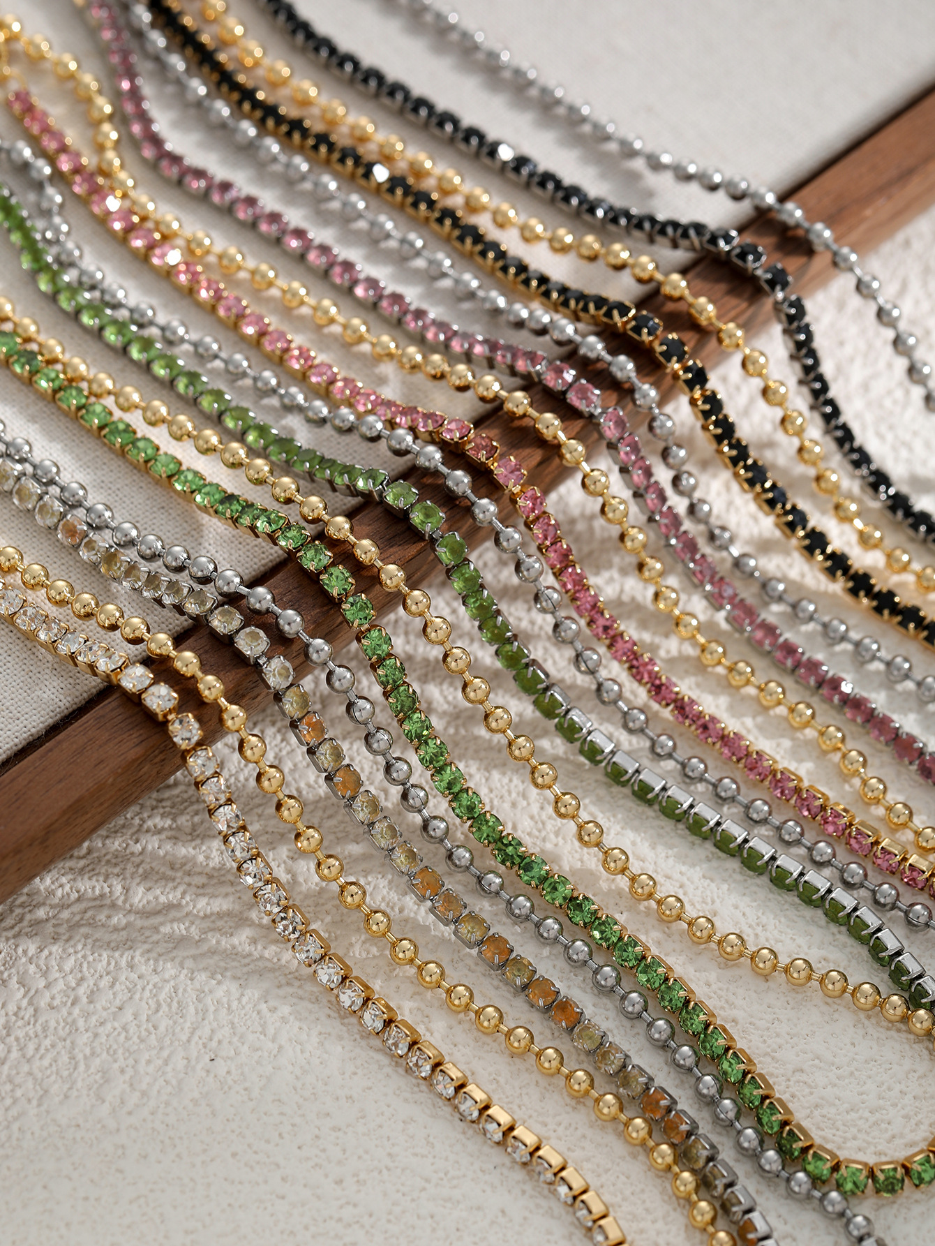 16g Weight Casual Geometric Titanium Steel Ball Chain Tennis Chain Bracelets In Bulk