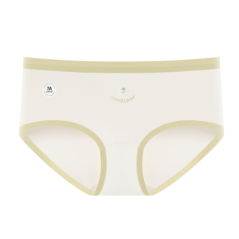 Seda de hielo sin costuras, cadera anti-pellizco, entrepierna de algodón puro, entrepierna antibacteriana, cintura media, sin costuras, ropa interior de mujer de una pieza de color de contraste de verano para niñas