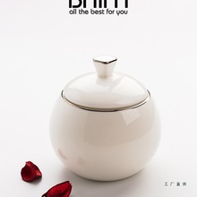 陶瓷方糖糖缸创意欧式骨瓷咖啡糖罐带盖装白糖罐子储物罐定 制log