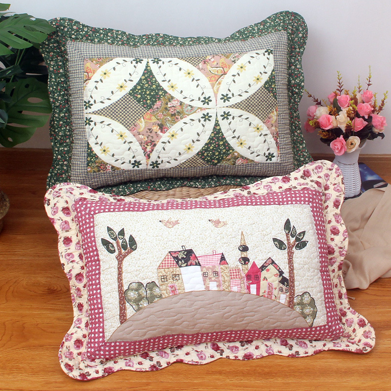 【Small Batch Wholesale】New Single Adult Pillowcase Fashion Bedding Country Quilted Fabric Pillowcase Plain Weave
