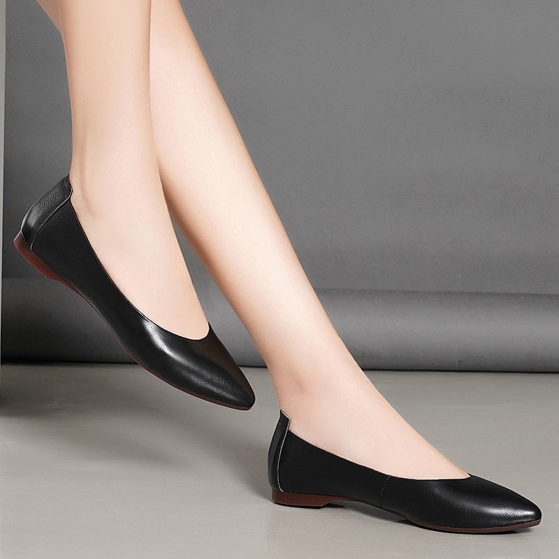 2026 nuevo temperamento flexible antideslizante zapatos de mujer zapatos de cuero suave de cabeza redonda de boca superficial zapatos simples