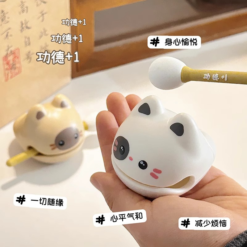 감압 나무 물고기 노킹 명상 장식 사무실 역 감성 안정성 장난감 귀여운 치유 부처님 생일 선물