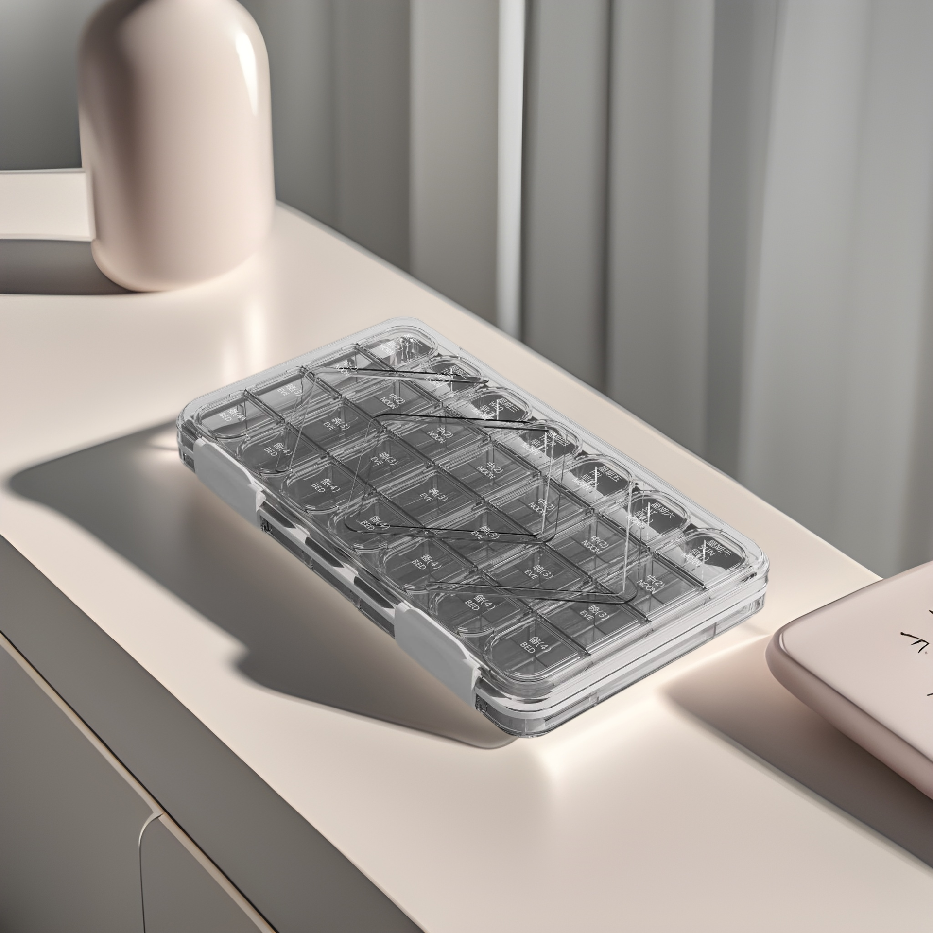 ポータブル薬ディバイダー、旅行用薬箱、薬調剤箱、分割収納ボックス、マルチグリッド薬収納ボックス、クロスボーダー薬箱|undefined