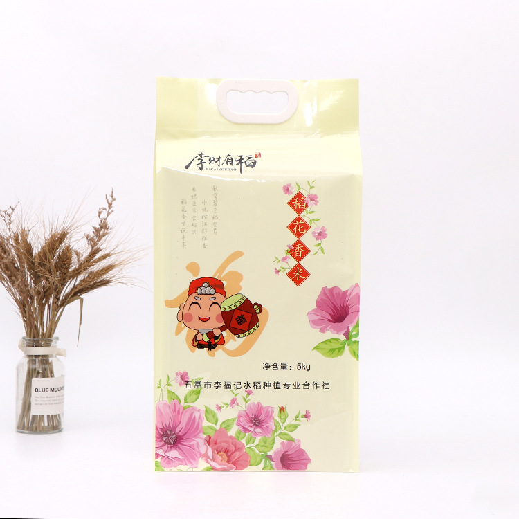 彩印广告八边封食品包装袋 复合真空大米袋 五谷杂粮手提自立袋