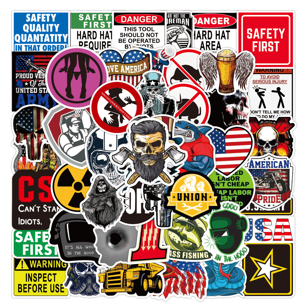 Amazon Venta caliente Casco Pegatinas Casco de seguridad Electricista Soldador Decoración impermeable Pegatinas de graffiti Pegatinas de motocicleta al por mayor