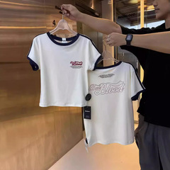 badbloood復古小眾辣妹短款T恤女休閒百搭春夏圓領小個子短袖上衣