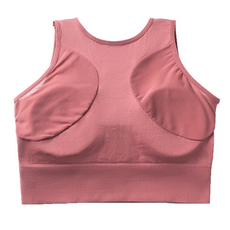 Sujetador deportivo de doble capa (sin aros) con espalda de malla, transpirable, de secado rápido, para yoga, gimnasio o running.