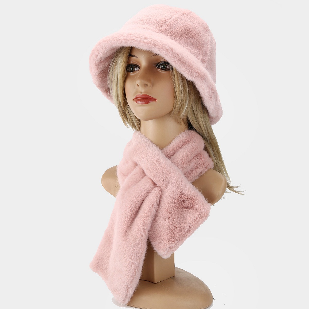 Amazon nuevo sombrero bufandas de dos piezas para mujeres invierno al aire libre imitación de pelo de conejo antifrío sombrero caliente para hombres image 8