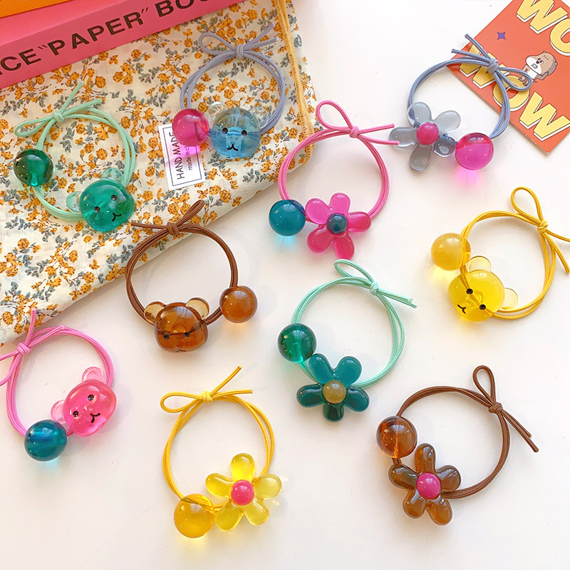 亞克力卡通花朵發圈簡約扎頭髮頭繩高彈力打結橡皮筋氣質發繩皮套