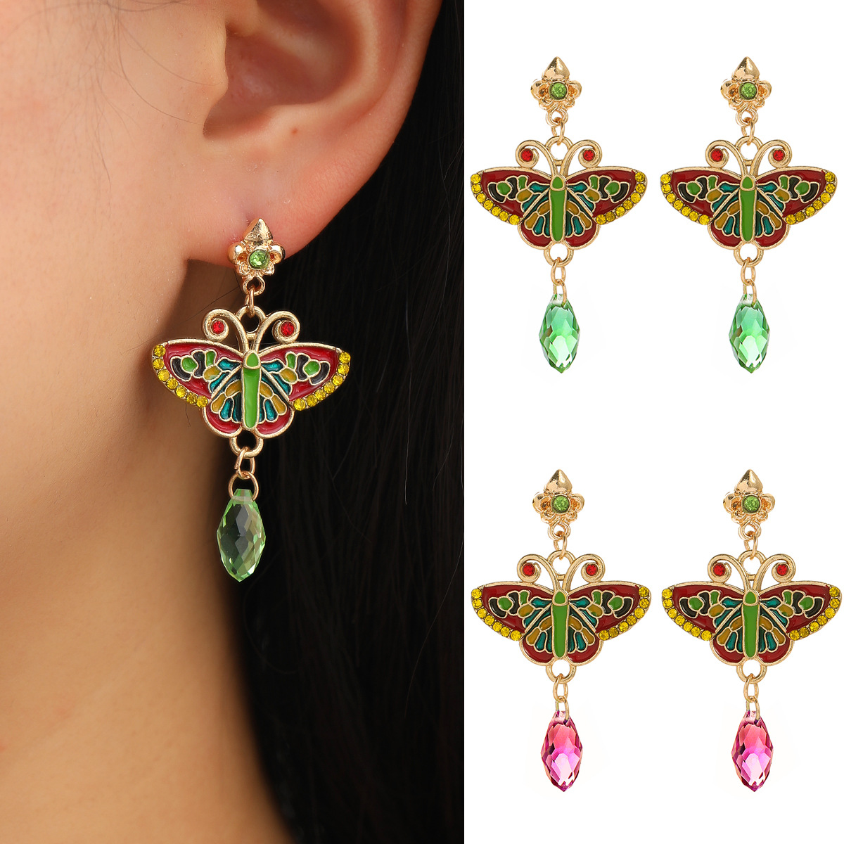 Ethnic Style Butterfly Alloy Enamel Women's Drop Earrings 1 Pair display picture 2