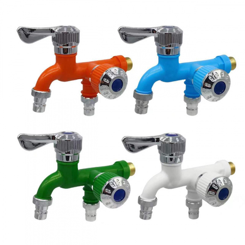 Wholesale Foreign Trade Washing Machine Faucet, One Inlet Two Outlet, Plastic Mop Sink, Multifunctional Dual Spout for Balcony and Bathroom, Dropshipping