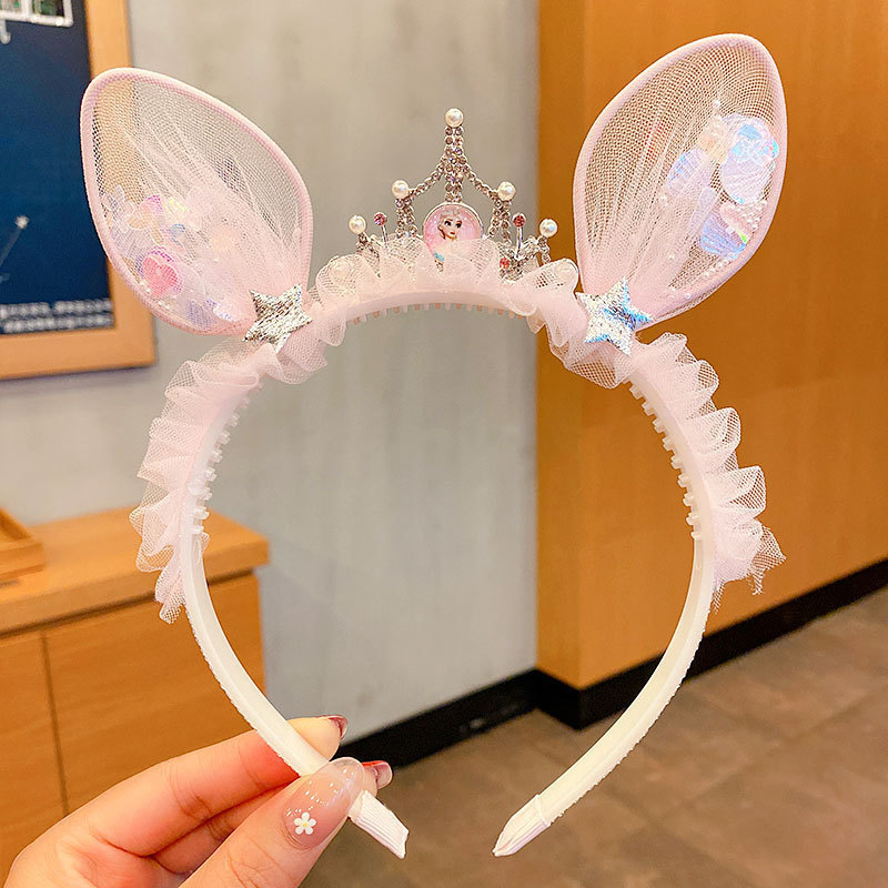 子供のカチューシャの王女の猫の耳の頭飾り歯付き滑り止めのカチューシャのレースのかわいい女の子のカチューシャの女の子の髪飾り|undefined