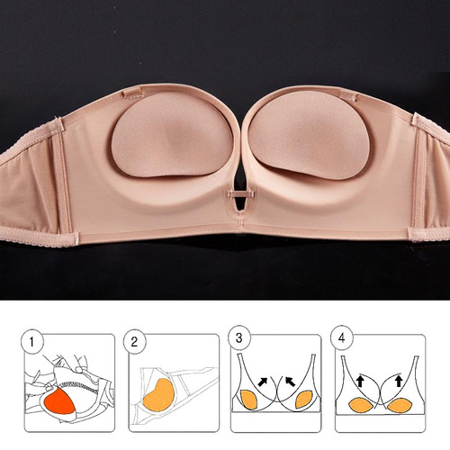 Thickened breast pad inserts, self-adhesive small breast special push-up sponge bra pads, bikini swimsuit underwear pads, breathable