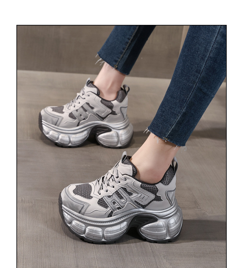 Giày sneaker nữ chunky đế dày mặt lưới thoáng khí, phong cách thể thao — màu trắng chi tiết 11
