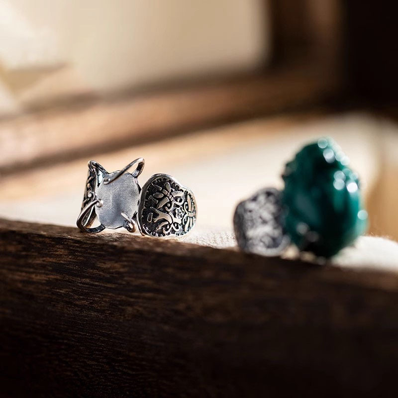 S925 Pure Silver Vintage DIY Universal Ring Setting 13*17 Inlaying Amber, Beeswax, Turquoise, And Southern Red Agate,_voghion.com