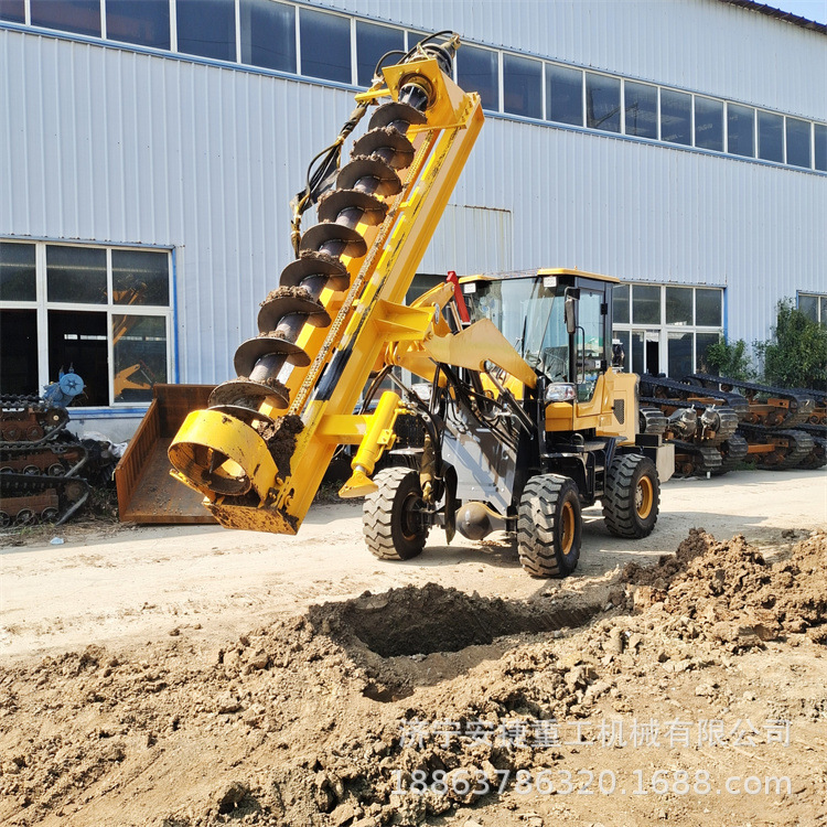 四驱轮式电线杆挖坑机 前置滑架螺旋钻孔机 冻层电力工程打桩机