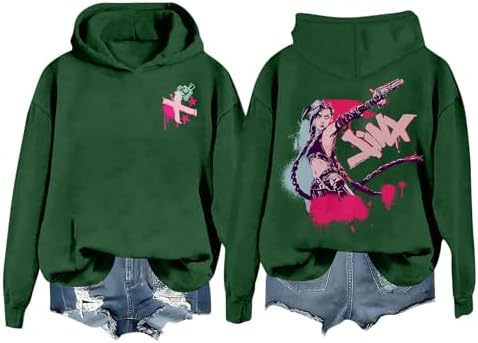 DLDXJQTPL Jinx Was Here Women Hoodie Jinx Arcane Figure