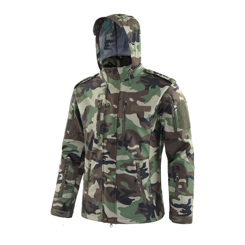 ESDY outdoor soft shell camouflage fleece windproof waterproof hooded jacket for men A008