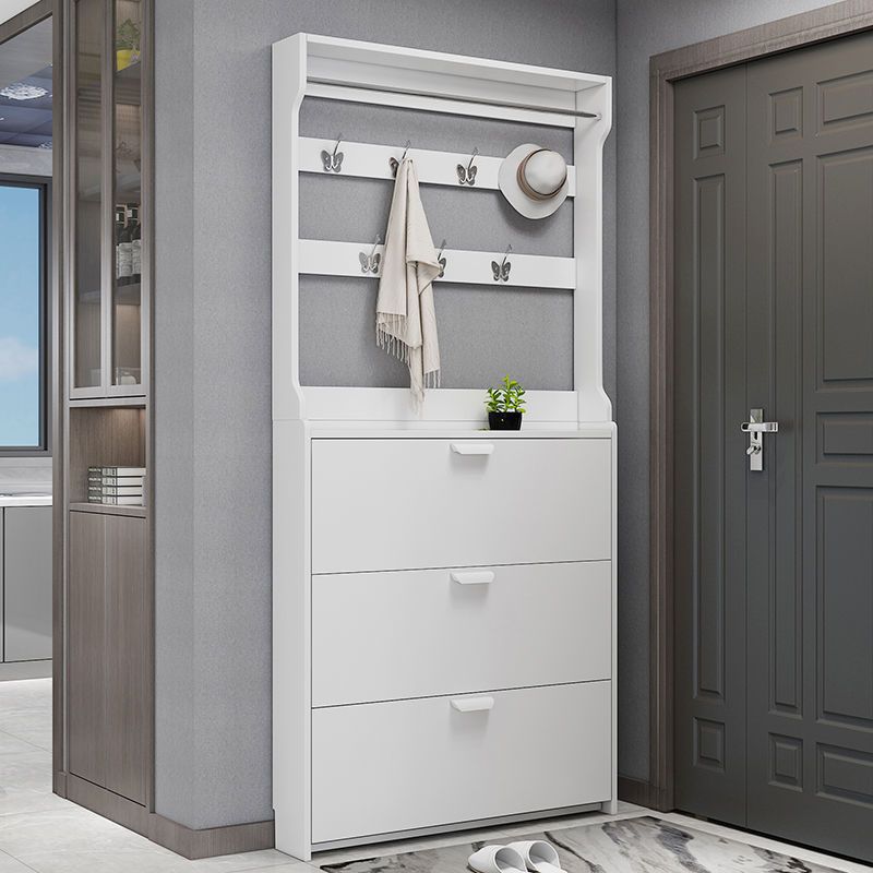 Ultra-Thin Tipping Bucket Shoe Cabinet with Hanger, Narrow and Solid, Simple Modern Foyer Cabinet for Home Entrance, Storage Entryway Shoe Cabinet