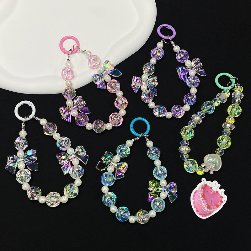 Fig Transparent Bracelet Short Mobile Phone Lanyard Hand-Beaded Small Clear Satchel Rope Anti-Lost Rope Wrist Rope Beads