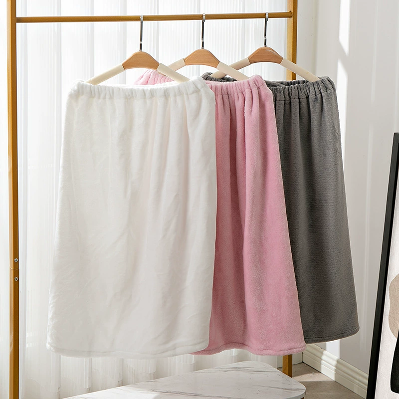 Фабрика оптовая фланелевое банное полотенце для женщин впитывает воду мягкая и утолщая обертка для ванной юбка для ванны липучка для взрослых