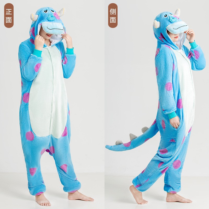 Otoño y invierno serie de animales de flanela de dibujos animados mono Goku polvo cerdo padres e hijos pareja ropa de casa interacción padre-hijo