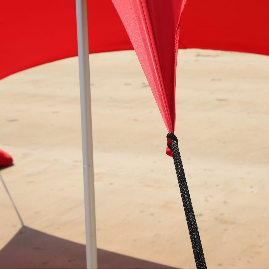 Ventas calientes camping playa Leika cortina solar impermeable al aire libre 2 * 2 / 3 * 3 metros cuerda de tracción