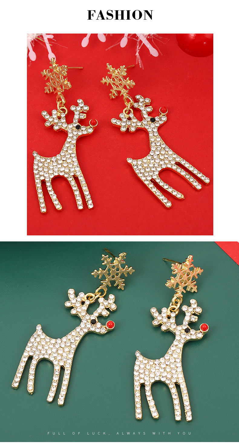 Party, Festival Occasion Alloy Material 1 Pair Christmas Cute Elk Alloy Drop Earrings