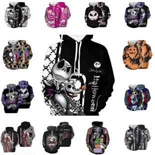 2025 Export Cross-Border Men's Sweatshirt Autum 3D Halloween Funny Print Hot Selling Hooded Sweatshirt Long-Sleeved Men