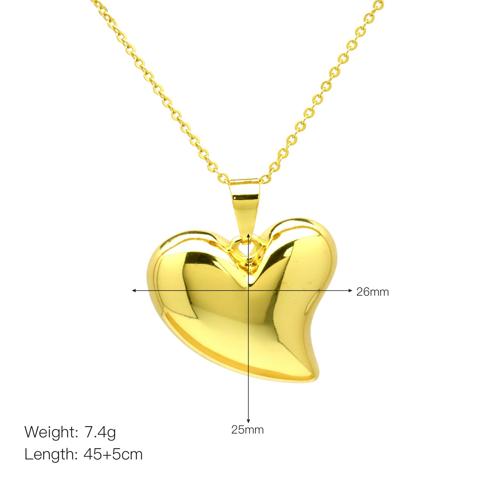 12g Weight Copper Pendant Material Pendant Necklace Classification Copper Chain Material 1 Piece Quantity Daily Occasion Copper Material Heart Shape Pattern Women's Gender Simple Style Style Copper Heart Shape Pendant Necklace 5