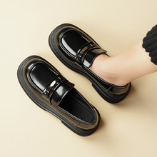 乐福鞋女2025秋冬新款软皮复古英伦风黑色百搭厚底学院风小皮鞋女