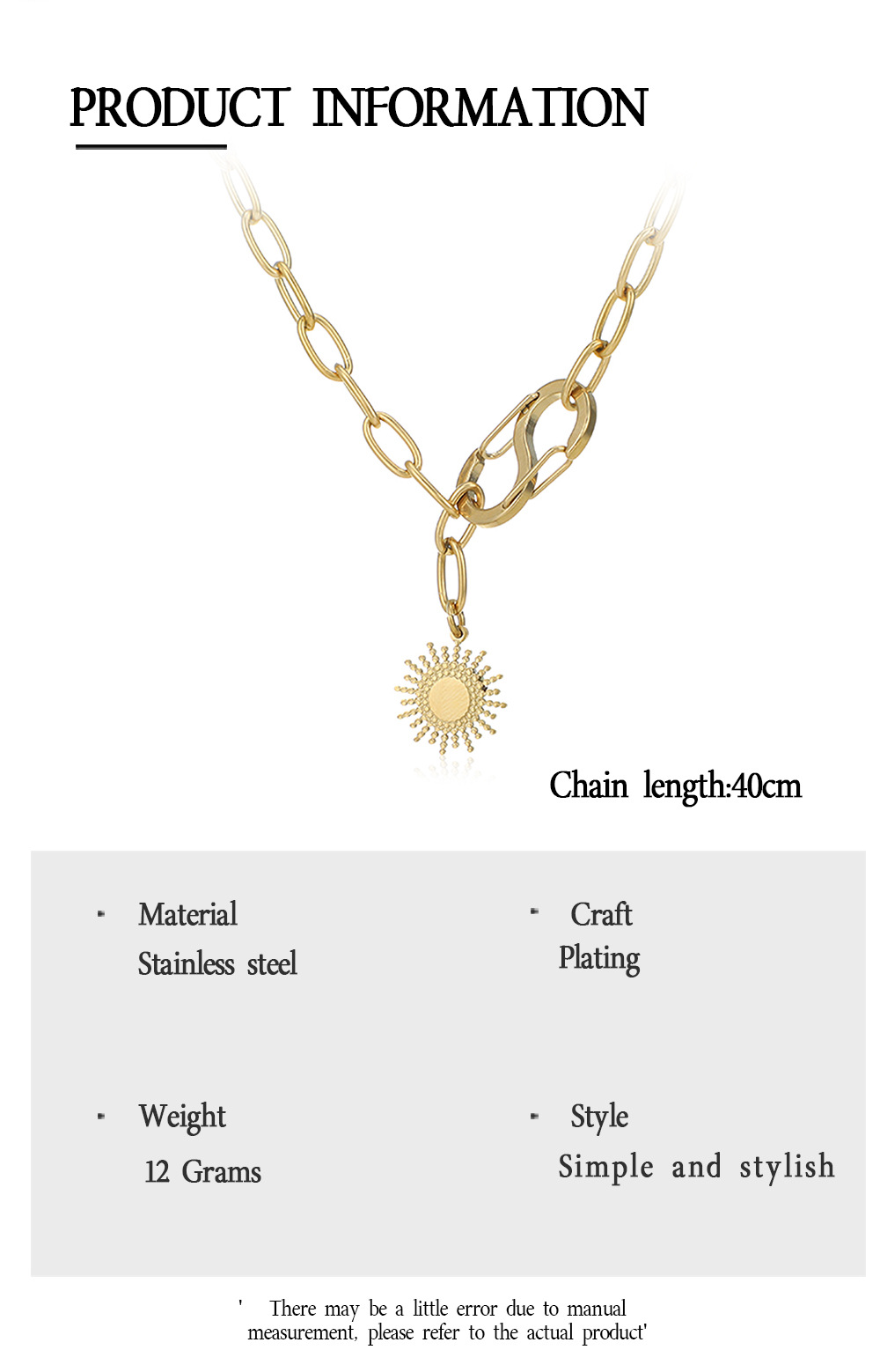 الجملة مجوهرات الشمس زهرة قلادة الفولاذ المقاوم للصدأ قلادة Nihaojewelry display picture 1