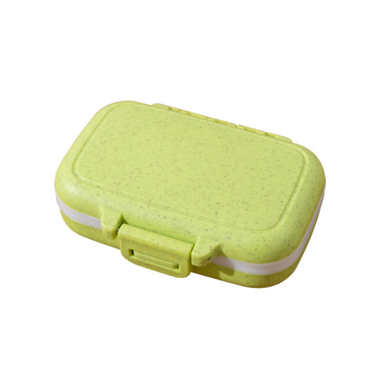 Wheat Straw Small Medicine Box Three-compartment Mini Portable Medicine Storage Box for Business Travel Sealed Moisture-proof Pill Box