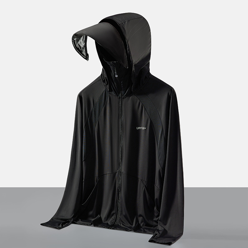 UPF50 Couple Sun Protection Clothing Camel Same Style Summer Ice Silk Thin Breathable Outdoor Fishing Sun Protection Clothing Removable Cap