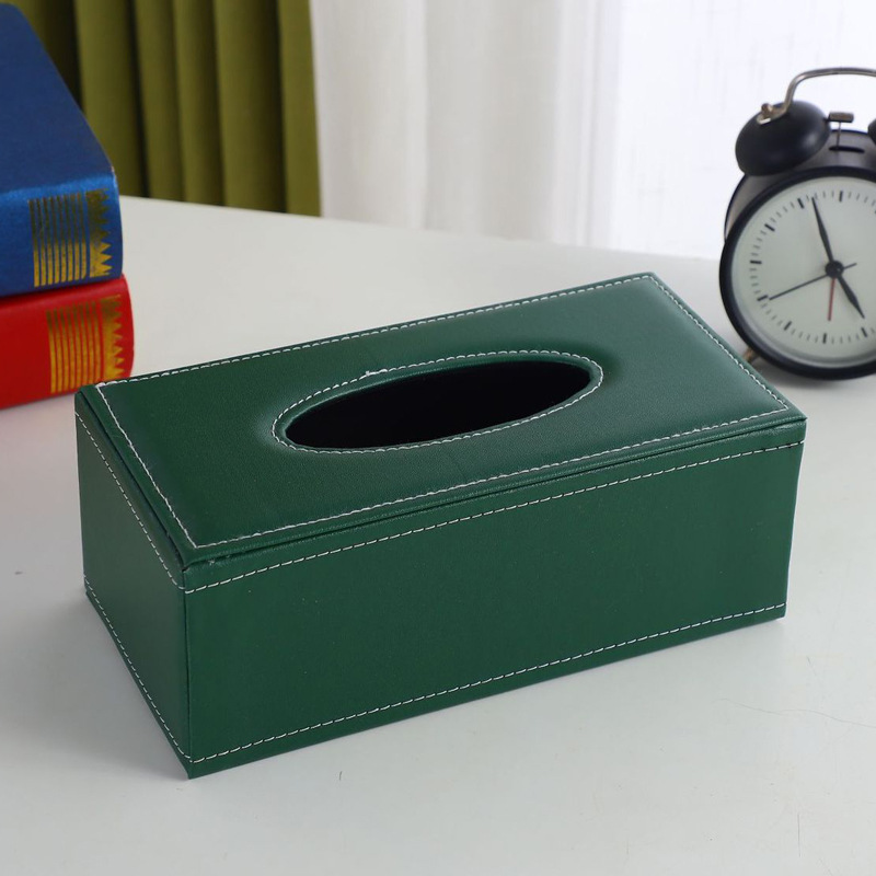 Caja de pañuelos de cuero del hogar caja de pañuelos de cuero impreso logotipo Hotel pu caja de pañuelos de comedor de coche