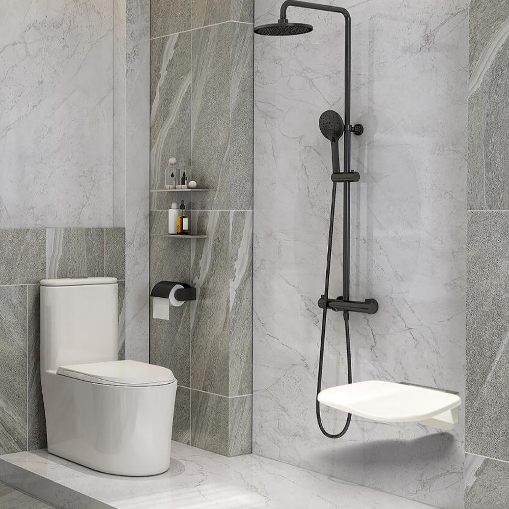 Taburete de ducha plegable antideslizante para montar en la pared, silla de baño invisible para personas mayores, taburete para cambiar zapatos en la entrada image 5