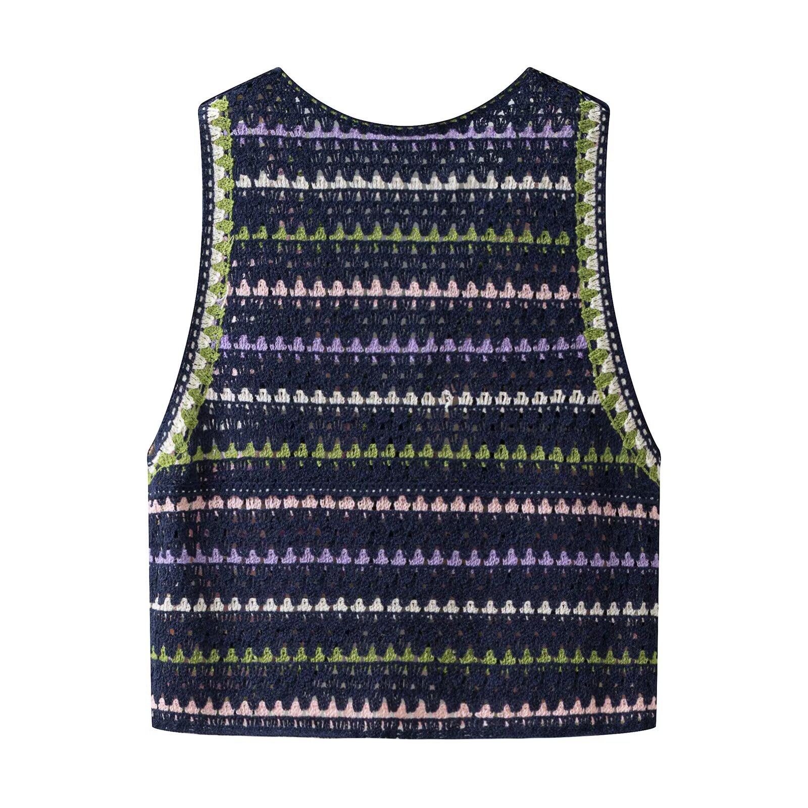 TAOP & ZA ropa de mujer verano 2026 nuevo   Retro estilo hueco gancho diseño floral de dos colores correa chaleco image 4