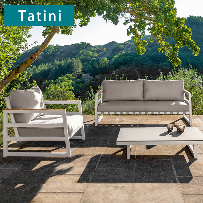 Sofá de aluminio para exteriores, muebles de ocio para balcón y patio, sala de estar en la terraza, conjunto de sillas mecedoras resistentes a la lluvia y al sol. image 1