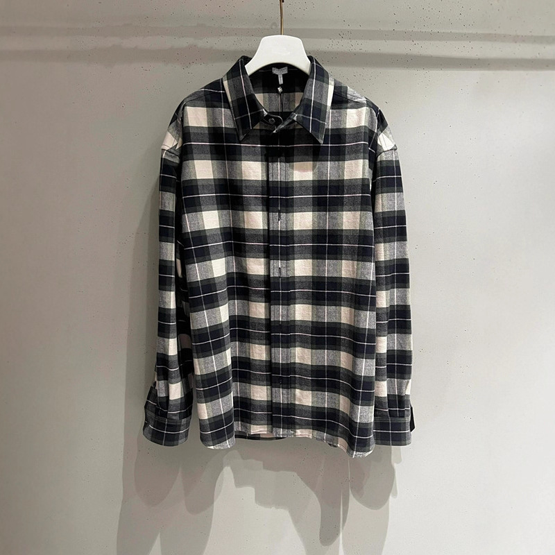 Gender-Neutral Autumn Retro Plaid Leather Zipper Lapel Shirt Jacket for Men and Women, Loose Casual Shirt Jacket