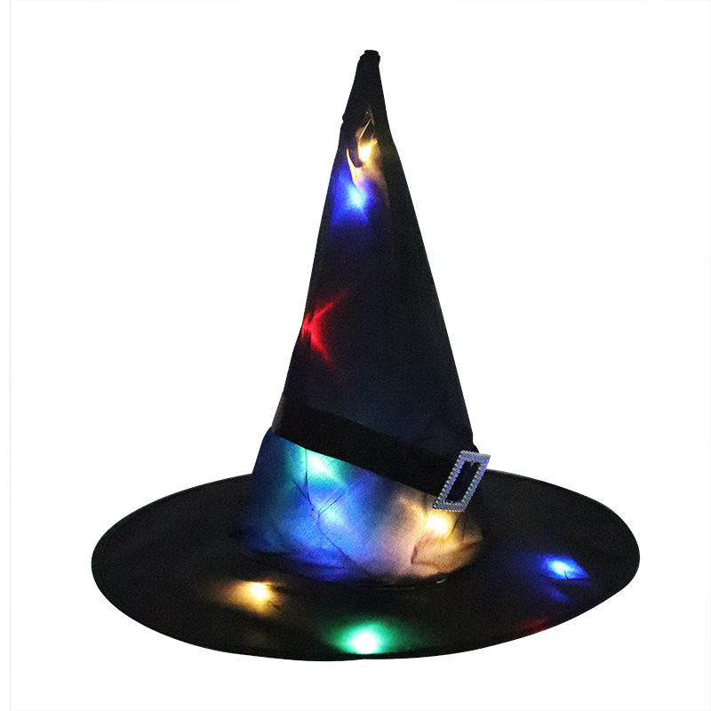 Fantasmas de Halloween Magia Sombrero de bruja LED brillante Sombrero de bruja Sombrero de bruja decoración de Halloween con lámpara