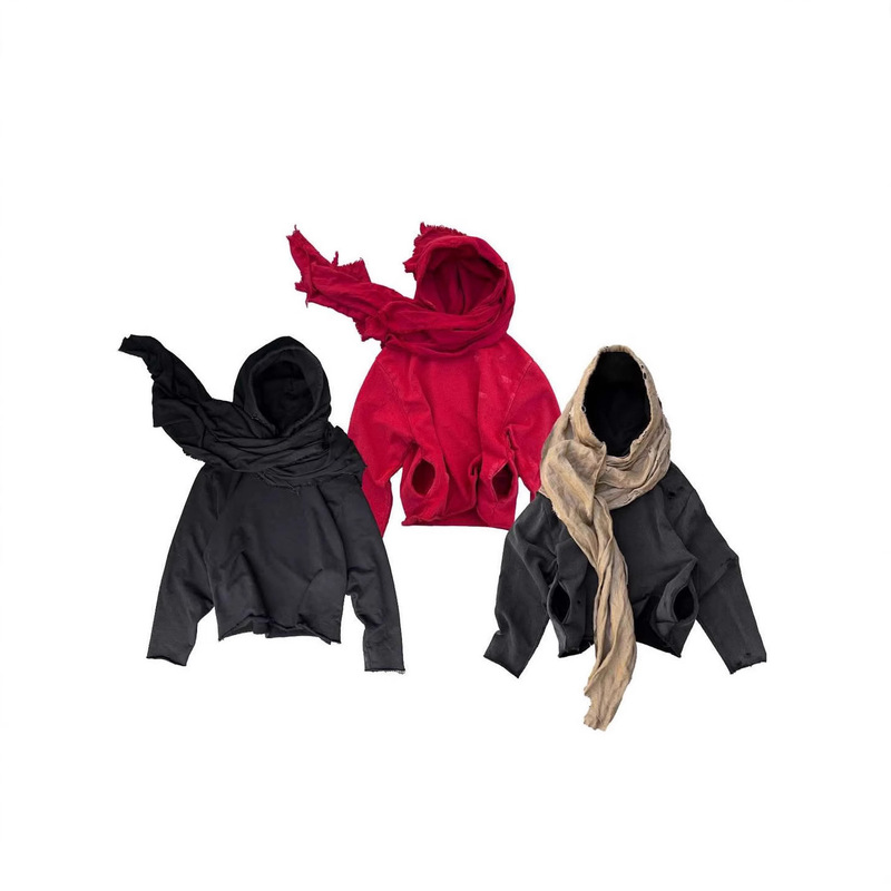 European and American Personalized Street Style Niche Headscarf Splicing Hooded Sweatshirt Early Autumn Cross-Border New Pullover Casual Top