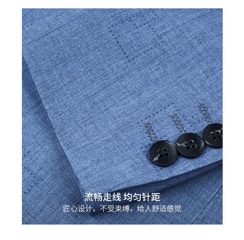 Áo vest nam caro xanh lam dáng ôm, tay dài, phong cách công sở — Caro xanh lam chi tiết 7