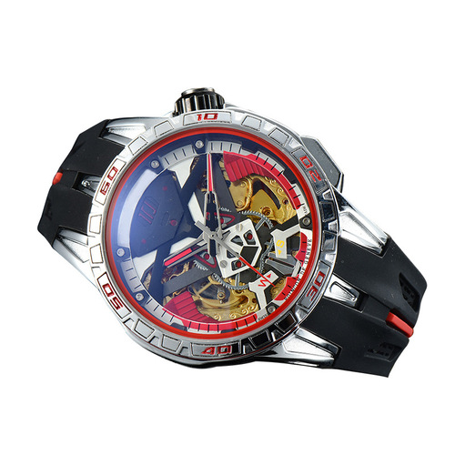 Manufacturer supply: simple mechanical wristwatch, round large dial, hollow-out personalized watch, patterned mechanical watch